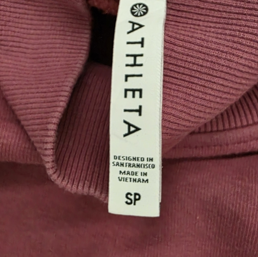 🍁Athleta Cozy Karma Side Zip Funnel Neck Sweatshirt Victorian Berry Size SP EUC - Picture 4 of 7